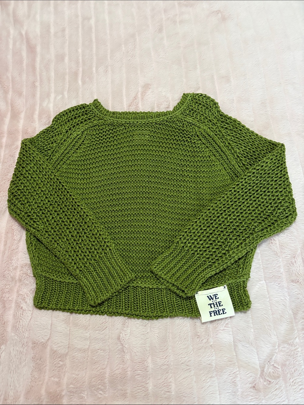 We The Free Green Chunky Crewneck Sweater